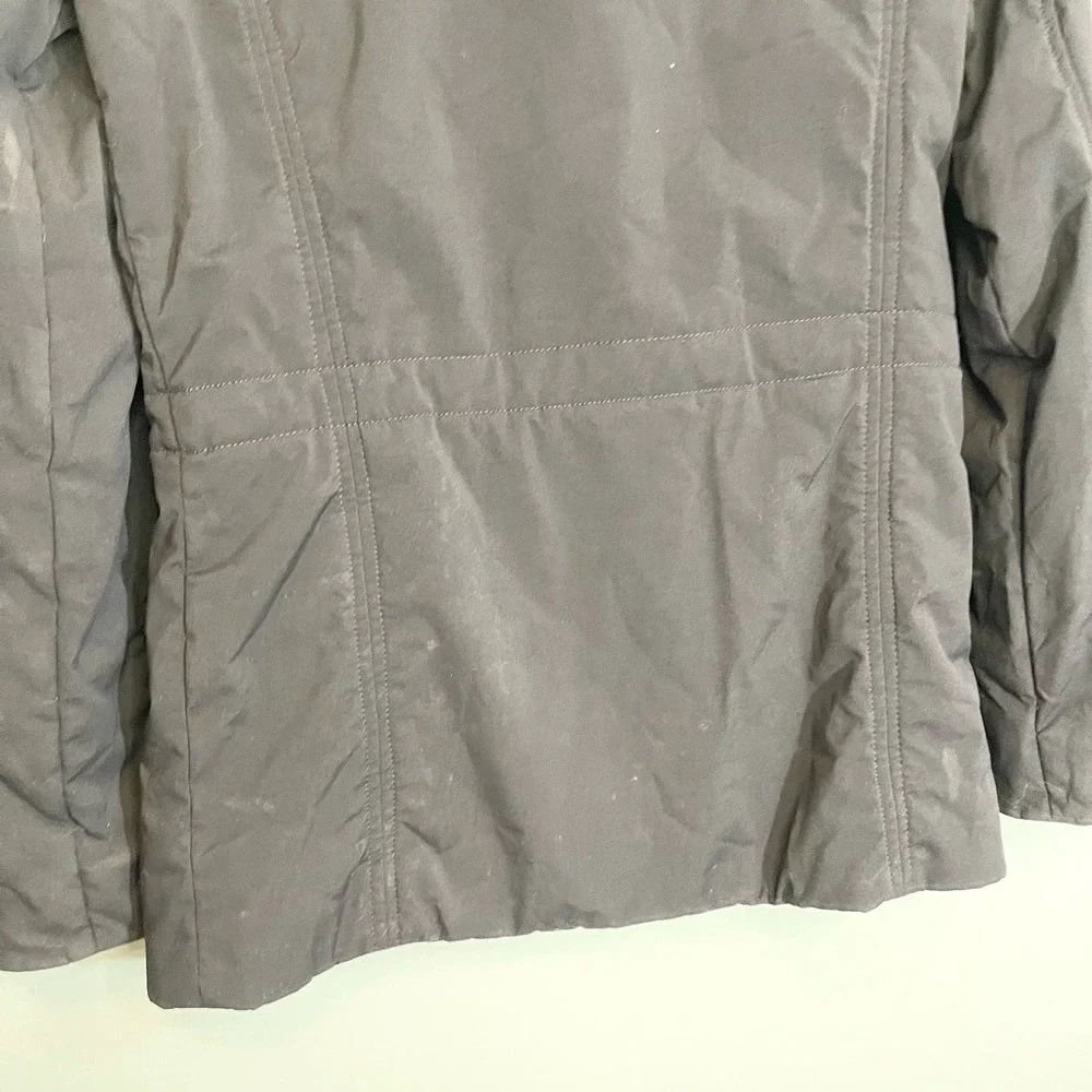 Post Card black Hooded Coat Italian Double Zipper Puffer Jacket Size 4 - Picture 6 of 16